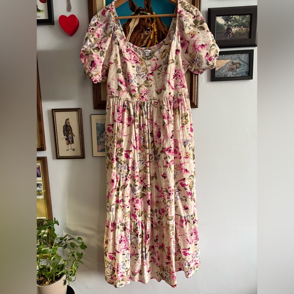 The Birds Papaya Floral Dress